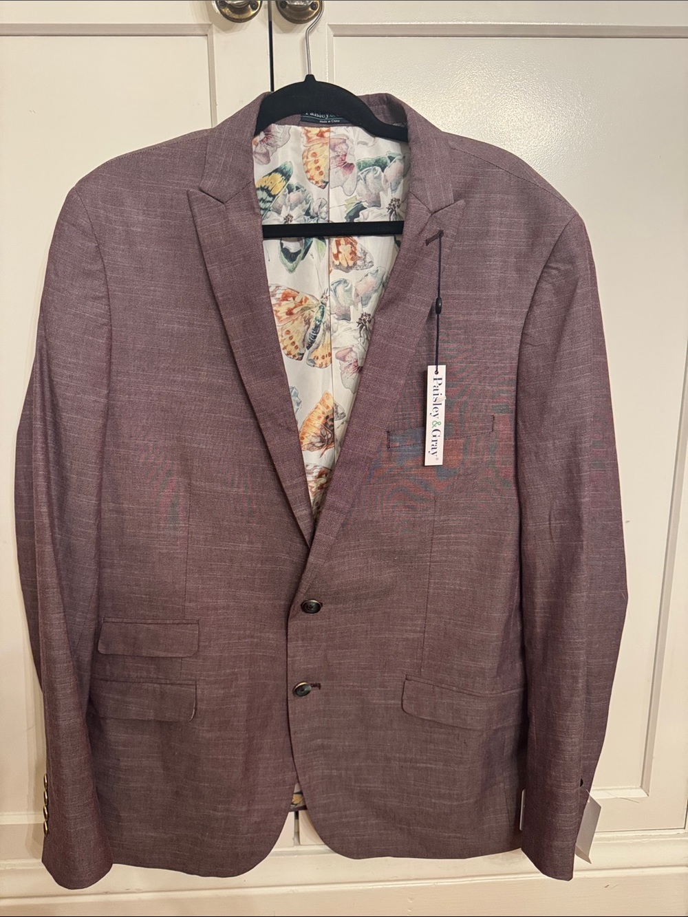 Paisley and Gray Fully Lined Purple Blazer - Classic Men's Sport Coat